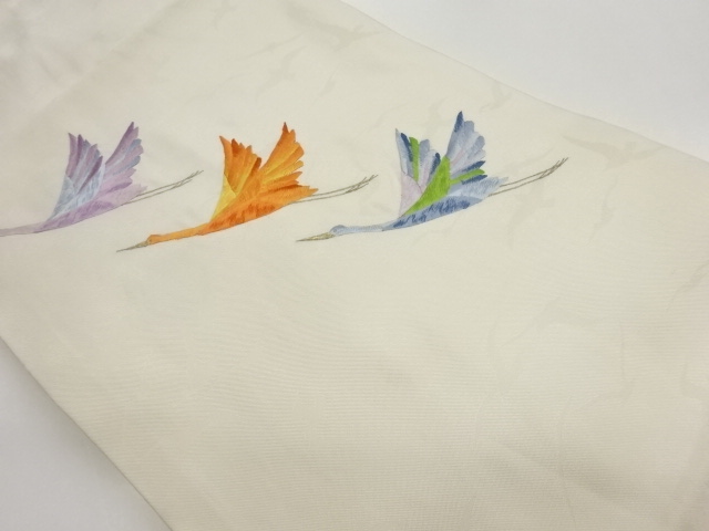 JAPANESE KIMONO / NAGOYA OBI / EMBROIDERY / CRANE